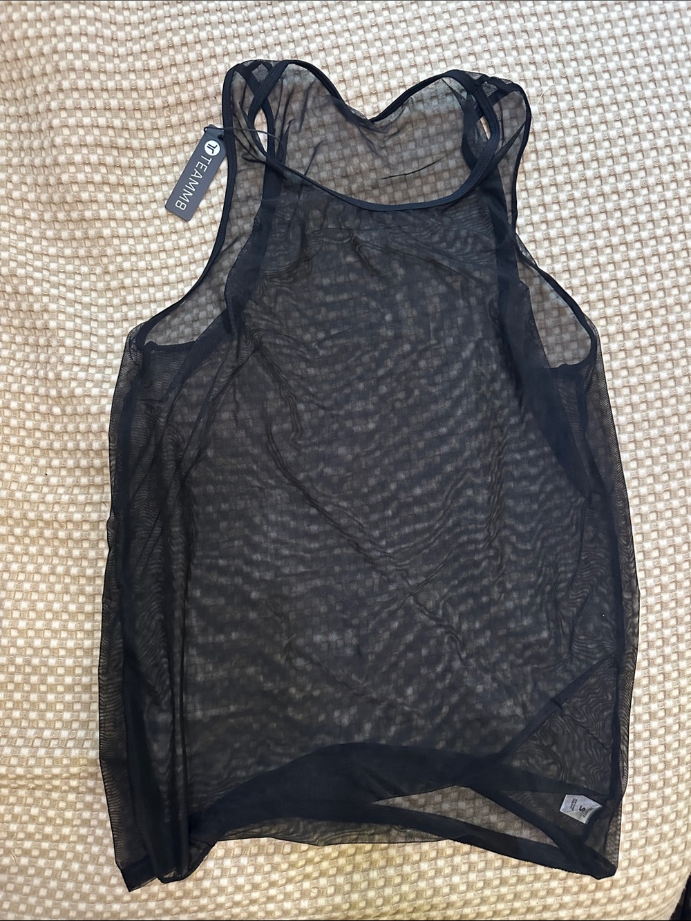Teamm8 Black Sheer Mesh Tank Top for Men